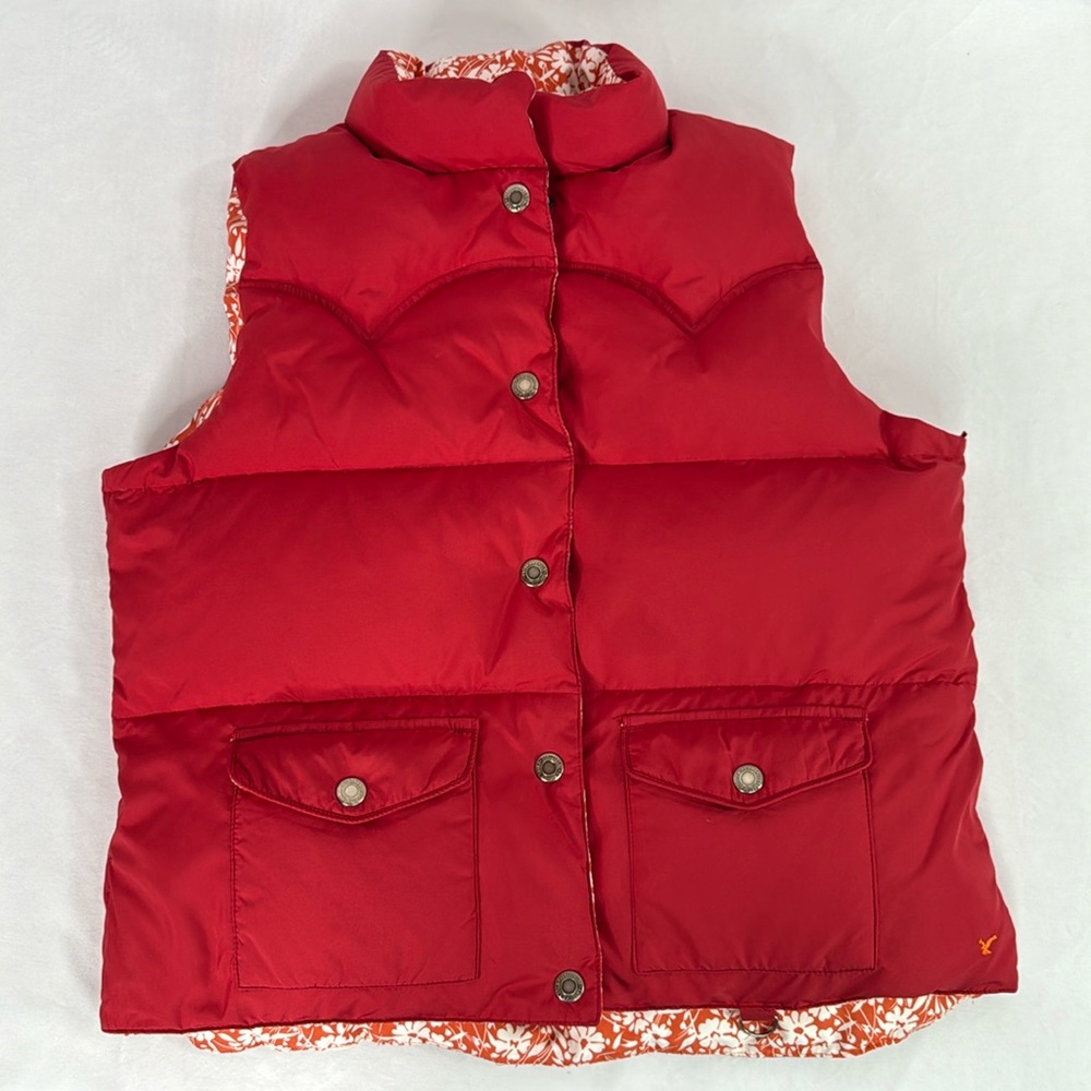 AE Reversible Puffer Vest Solid or Floral Down Fill Vest w/ Pockets‎ Size L